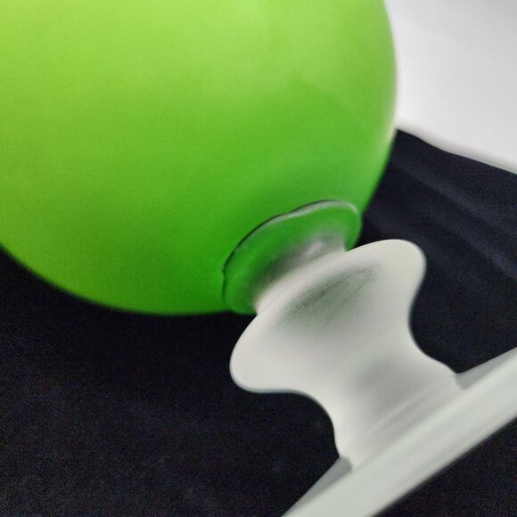 Frosted Satin Cased Green Glass Vase With Flared Neck & Pedestal Base VTG 8.75" - Picture 10 of 10